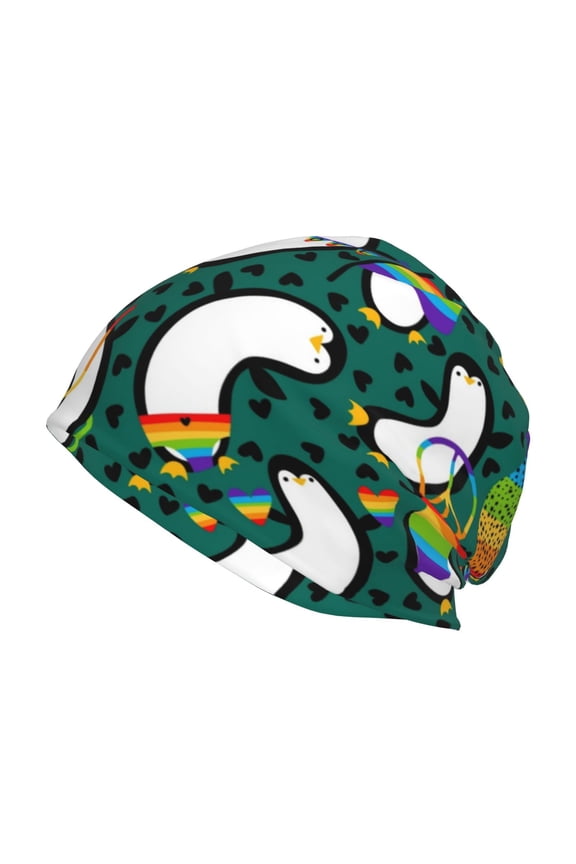 Lgbt Penguin Print Unisex Knit Beanie for Men Women Winter Hat,Beanies Skull Caps