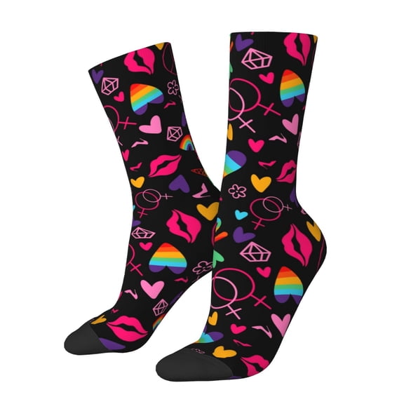 Logiee Lgbt Rainbow For Pride Print Adult Socks for Men & Women,Calf Socks, Ankle Socks,Boots Socks,Breathable Casual Sock,Unisex Crew Socks