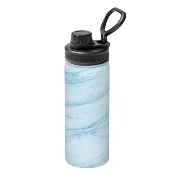 Logiee Light Blue Marble Print Water Bottle,18oz Sports Insulated Kettle for Cycling Gym Basketball Outdoor, Suitable as a Present