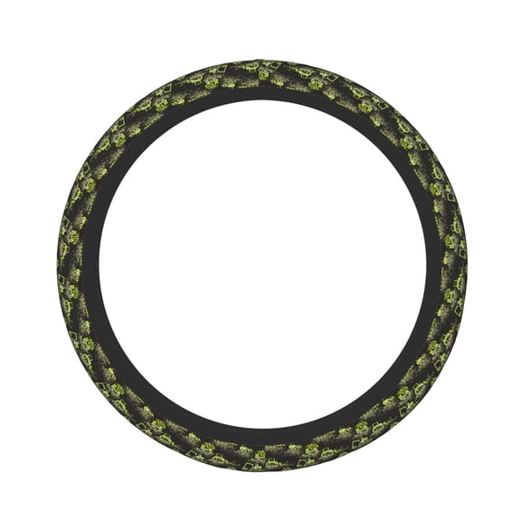 Logiee Light Green Excavator Print Breathable Elastic Steering Wheel Cover, Non-Slip Stretch Steering Wheel Protector,Universal 15 Inch Fit Auto, Suvs, Truck