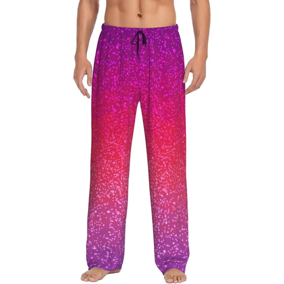 Logiee Light Purple Glitter Print Pajama Pants for Men,Men’s Pajama Bottoms,Mens PJ Pants with Pockets & Button Fly-3X-Large