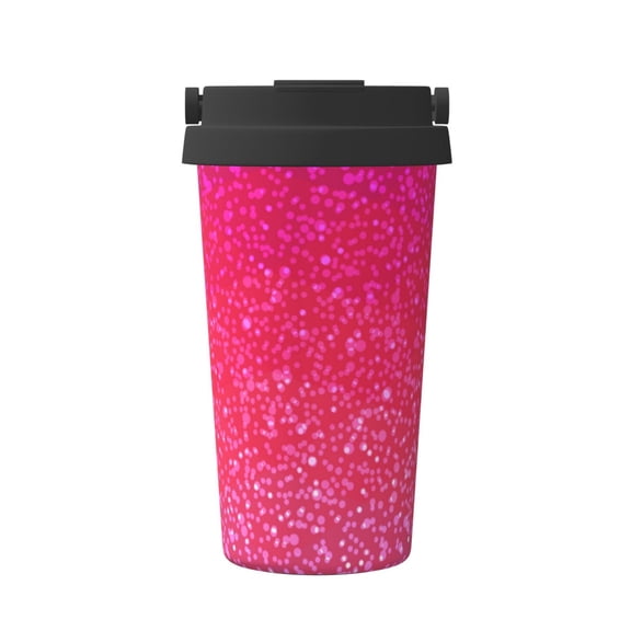 Logiee Light Purple Glitter Print Stainless Steel Coffee Tumbler, Travel Coffee Mug, Insulated Coffee Mug with Lid, Spill Proof Coffee Cup, Portable Thermal Mug