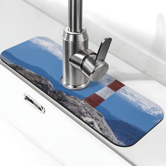 Logiee Lighthouse On The Waters Print Kitchen Sink Splash Guard Faucet Mat for Splash Guard Behind Faucet Drip Catcher for Kitchen,Bathroom,Sink Mat,Dish Drying Mat,Bathroom-15" X 5.5"