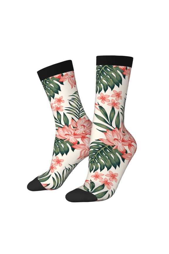 Lilies Flowers Print Adult Socks for Men & Women,Calf Socks, Ankle Socks,Boots Socks,Breathable Casual Sock,Unisex Crew Socks