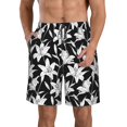 thumbnail image 1 of Logiee Lilies Flowers Print Mens Swim Trunks Quick Dry Board Shorts,Breathable Hawaii Beach Shorts Swimwear Bathing Suits-3X-Large, 1 of 6