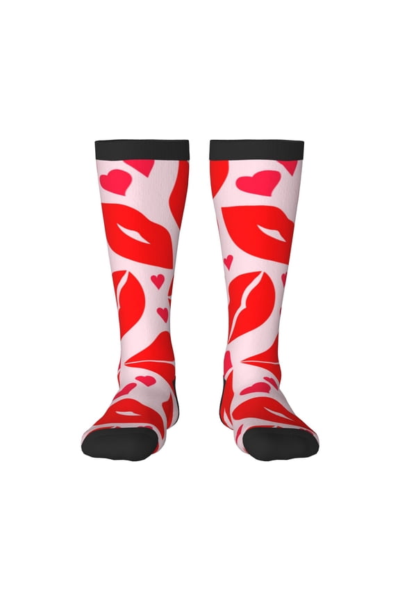 Lips Kiss Print Gift Stocking Stuffers,Adult Stockings,Novelty Socks,Funny Socks Birthday Running Walking Sleeping
