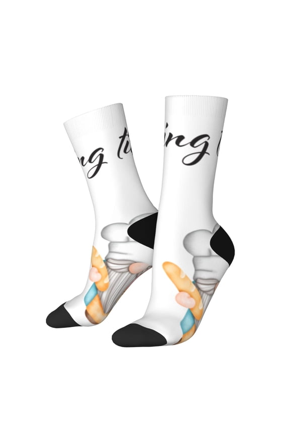 Little Chef Gnome Print Adult Socks for Men & Women,Calf Socks, Ankle Socks,Boots Socks,Breathable Casual Sock,Unisex Crew Socks