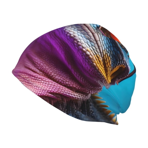 Logiee Lizard With Sunglasses Colorful Print Unisex Knit Beanie for Men Women Winter Hat,Beanies Skull Caps
