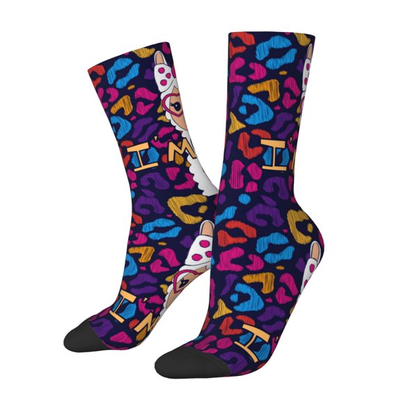Logiee Llama Alpaca Print Adult Socks for Men & Women,Calf Socks, Ankle Socks,Boots Socks,Breathable Casual Sock,Unisex Crew Socks