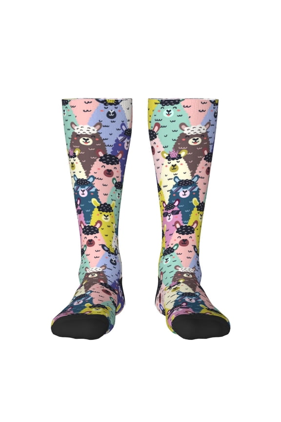 Llamas Colorful Print Gift Stocking Stuffers,Adult Stockings,Novelty Socks,Funny Socks Birthday Running Walking Sleeping