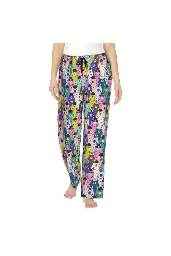 Llamas Colorful Print Women Pajama Pants,Comfy Pj Bottom with Pockets & Drawstring,Stretch Casual Sleepwear-X-Large