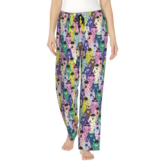 Logiee Llamas Colorful Print Women Pajama Pants,Comfy Pj Bottom with Pockets & Drawstring,Stretch Casual Sleepwear-X-Large