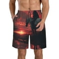thumbnail image 1 of Logiee Lone Rider Under Red Sky Print Mens Swim Trunks Quick Dry Board Shorts,Breathable Hawaii Beach Shorts Swimwear Bathing Suits-Small, 1 of 6