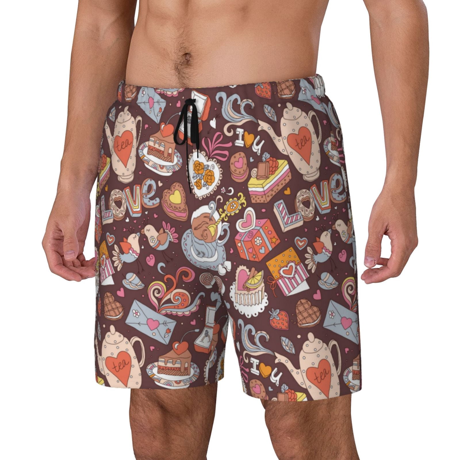 Heart Design Trunks Logiee Love Heart Print Men's Swim Trunk,Quick Dry Board Shorts ,Men's ...