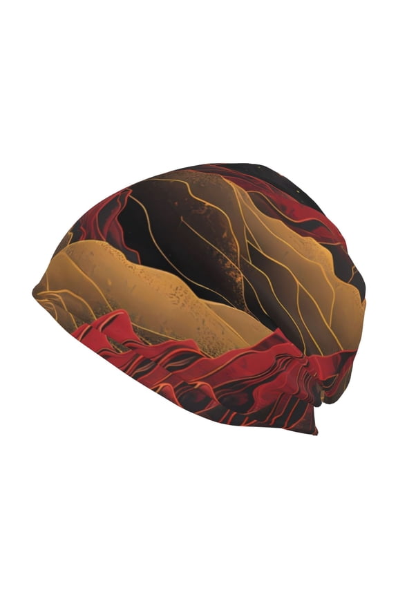 Lunar Mountains Golden Rivers Print Unisex Knit Beanie for Men Women Winter Hat,Beanies Skull Caps