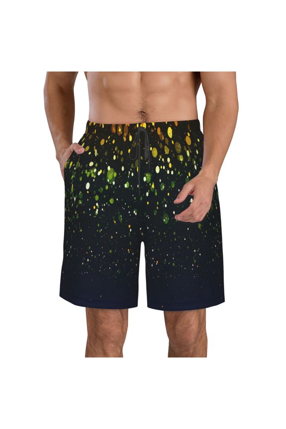 Luxury golden sparkle Print Mens Swim Trunks Quick Dry Board Shorts,Breathable Hawaii Beach Shorts Swimwear Bathing Suits-Small