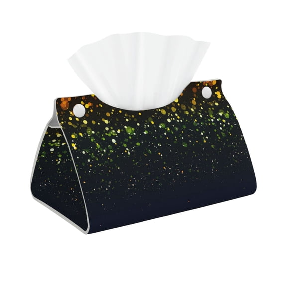 Logiee Luxury golden sparkle Print Tissue Box Cover,Stylish Tissue Box Holder Decorative Tissue Cover for Bathroom Toilet Bedroom Living Room Table Desk Office