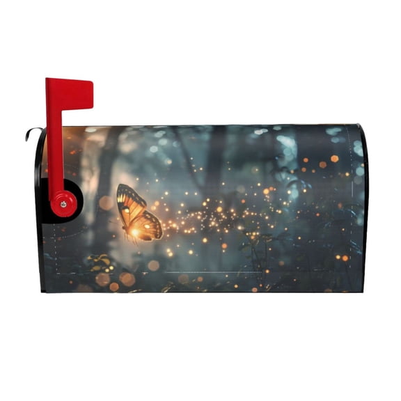 Logiee Magical Butterfly In Forest Print Post Letter Box Wrap Decor, Mailbox Cover Suitable for Standard Mailbox and Large Size Mailbox,Outdoor Yard Decoration-25.5x21 in
