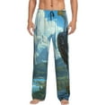 thumbnail image 1 of Logiee Majestic Eagle Over Castle Print Pajama Pants for Men,Men’s Pajama Bottoms,Mens PJ Pants with Pockets & Button Fly-Large, 1 of 6