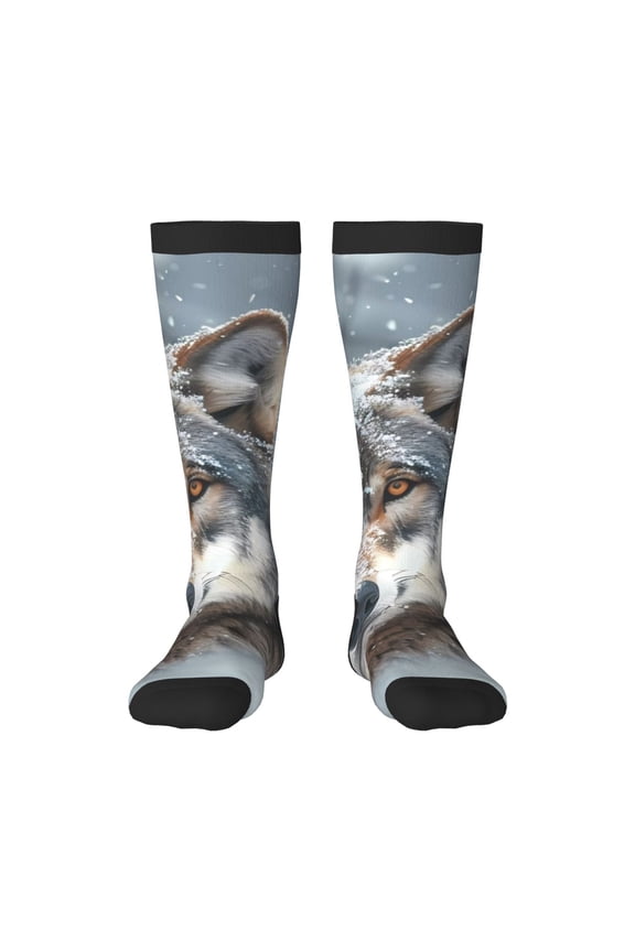 Majestic Snowy Wolf Print Gift Stocking Stuffers,Adult Stockings,Novelty Socks,Funny Socks Birthday Running Walking Sleeping