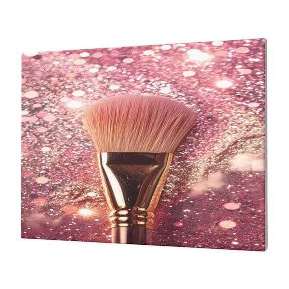 Logiee Makeup Brush on Pink Glitter Print Canvas Wall Art,Canvas Picture Prints with Frame, Wall Art Decorative,Canvas Decorative,Suitable for Living Room Bedroom Office Room 30x40