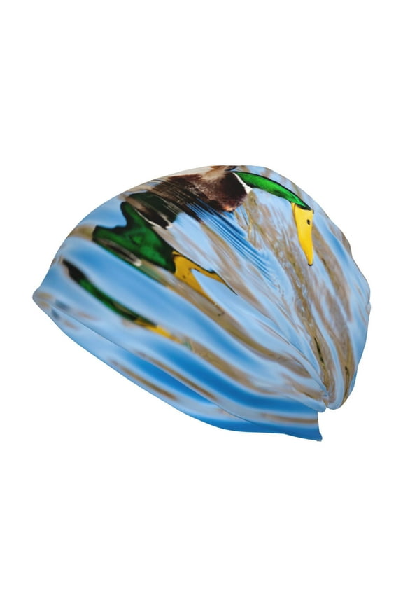 Mallard Duck Swimming In A River Print Unisex Knit Beanie for Men Women Winter Hat,Beanies Skull Caps