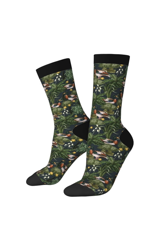 Mallard Ducks And Water Print Adult Socks for Men & Women,Calf Socks, Ankle Socks,Boots Socks,Breathable Casual Sock,Unisex Crew Socks