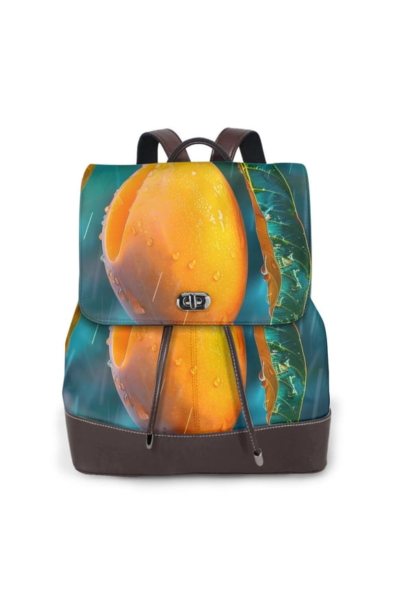 Logiee Mango In The Rain Print Backpack Purse for Women,Fashion Leather Backpack Purse,Women's Leather Backpack for Work College Travel