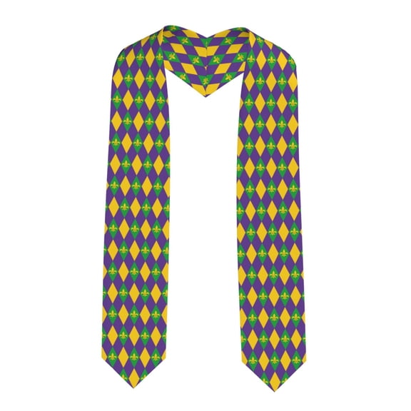 Logiee Mardi Gras Print Unisex Adult Graduation Stole Shawl 72" Long for Academic Commencements Shawl-Sharp Corner
