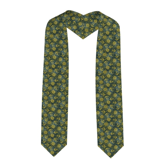 Logiee Marine Anchors And Compass Print Unisex Adult Graduation Stole Shawl 72" Long for Academic Commencements Shawl-Sharp Corner