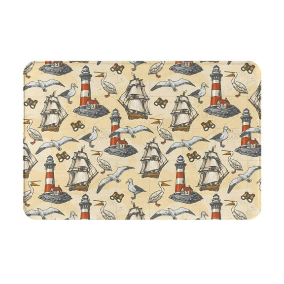 Logiee Marine Birds And Coastal Lighthouse Print Welcome Mats for Entryway,Door Mat for Front Door,Entry Mat,Doormat for Garden, Garage, Patio, Home, Porch Decor