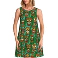 thumbnail image 1 of Logiee Mask And Palm Leaves Print Summer Dresses for Women,Beach Sleeveless Flowy Pocket Tshirt Tank Sundresses,Women's Sleeveless Dress, 1 of 7