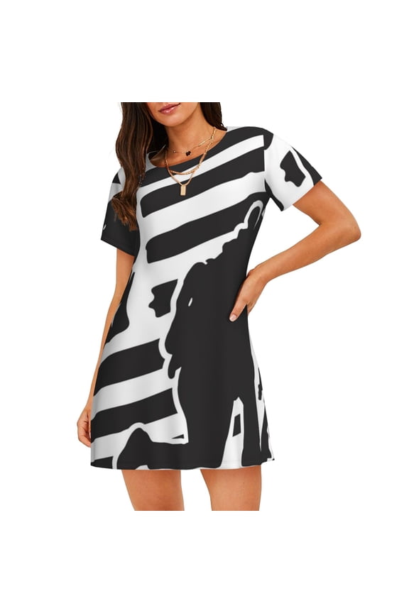 Memorial Day1 Print Nightgowns for Women,Soft Short-Sleeved Lightweight Sleepwear, Loose Sleepshirts