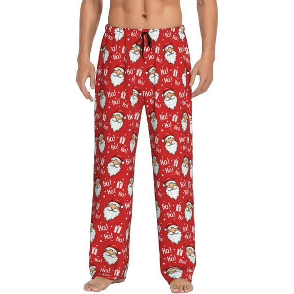 Logiee Merry Christmas Santa Claus A Print Pajama Pants for Men,Men’s Pajama Bottoms,Mens PJ Pants with Pockets & Button Fly-Medium