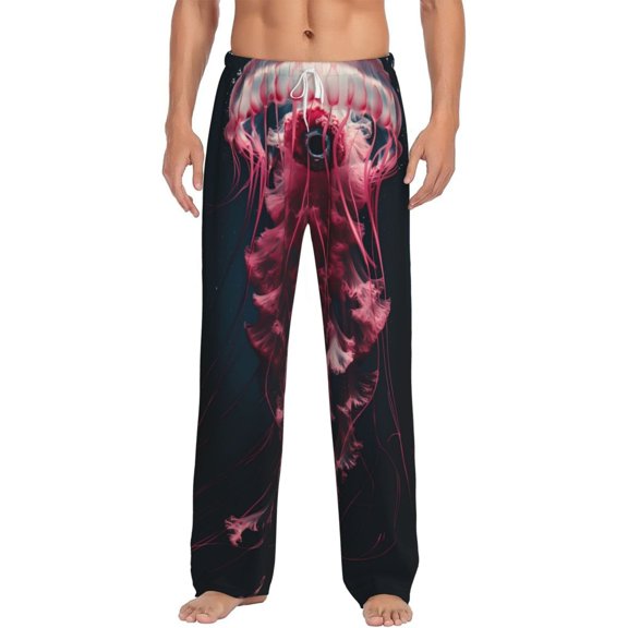 Logiee Mesmerizing Pink Jellyfish Print Pajama Pants for Men,Men’s Pajama Bottoms,Mens PJ Pants with Pockets & Button Fly-3X-Large