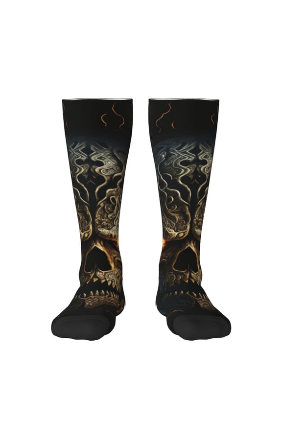 Metal Evil Skull Print Gift Stocking Stuffers,Adult Stockings,Novelty Socks,Funny Socks Birthday Running Walking Sleeping