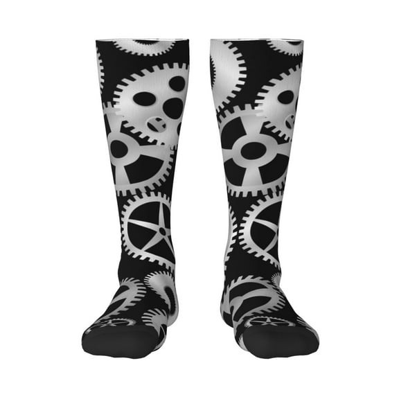 Logiee Metallic Gears Print Gift Stocking Stuffers,Adult Stockings,Novelty Socks,Funny Socks Birthday Running Walking Sleeping