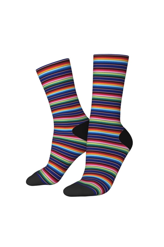 Mexican Blanket stripes Print Adult Socks for Men & Women,Calf Socks, Ankle Socks,Boots Socks,Breathable Casual Sock,Unisex Crew Socks