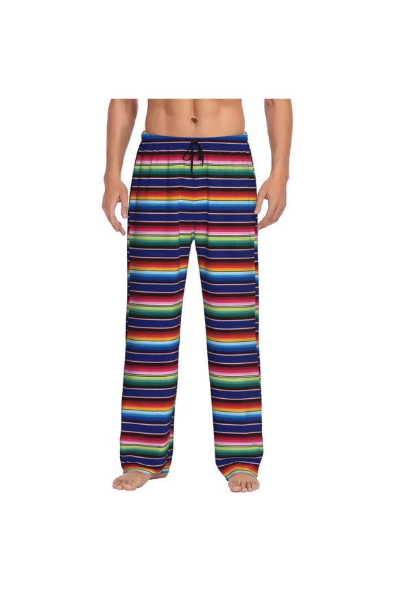 Mexican Blanket stripes Print Pajama Pants for Men,Men’s Pajama Bottoms,Mens PJ Pants with Pockets & Button Fly-Medium
