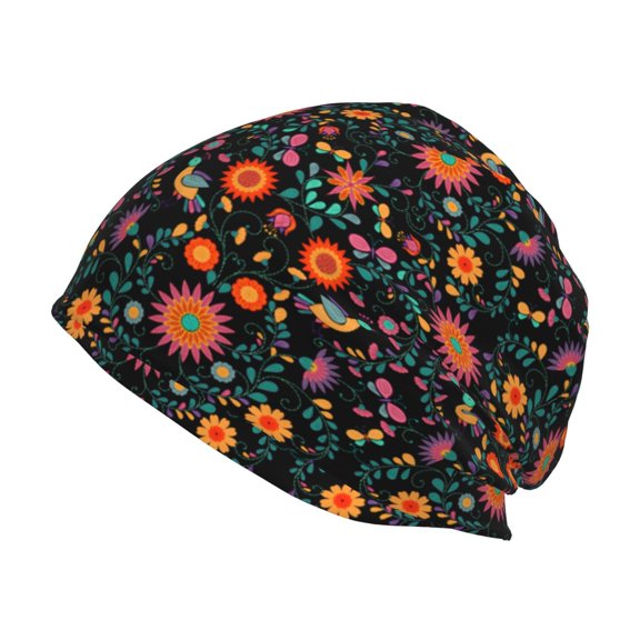 Logiee Mexican Flower And Birds Print Unisex Knit Beanie for Men Women Winter Hat,Beanies Skull Caps