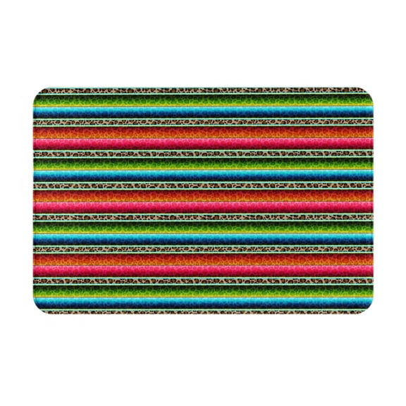 Logiee Mexican Leopard Serape Blanket Stripes Print Welcome Mats for Entryway,Door Mat for Front Door,Entry Mat,Doormat for Garden, Garage, Patio, Home, Porch Decor