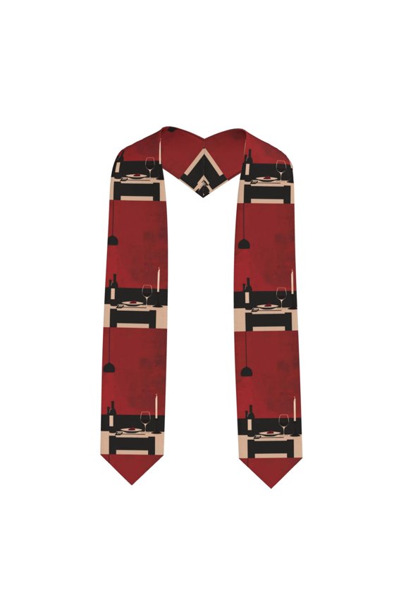 Minimalist Romantic Dinner Print Unisex Adult Graduation Stole Shawl 72" Long for Academic Commencements Shawl-Sharp Corner