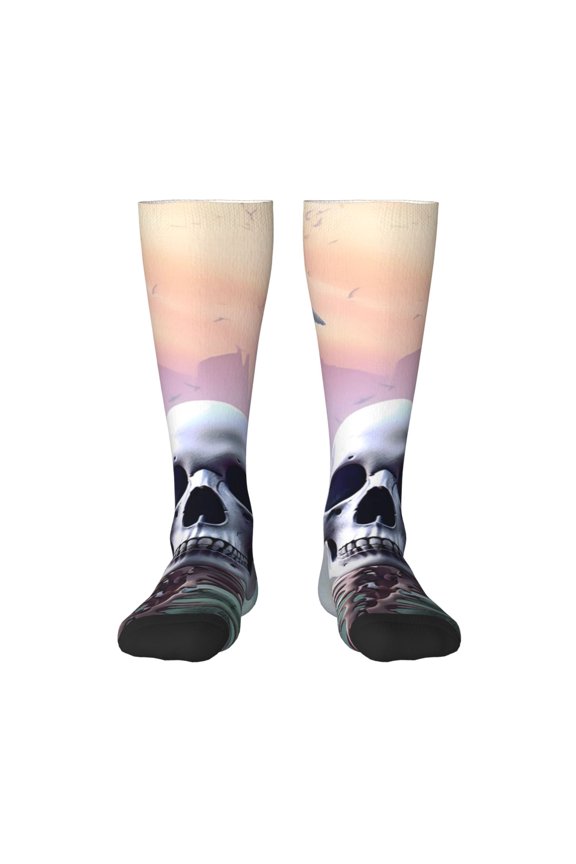 Mist Sunflower Skull Print Gift Stocking Stuffers,Adult Stockings,Novelty Socks,Funny Socks Birthday Running Walking Sleeping