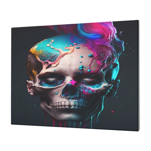Logiee Modern Abstract Colorful Skull B Print Canvas Wall Art,Canvas Picture Prints with Frame, Wall Art Decorative,Canvas Decorative,Suitable for Living Room Bedroom Office Room 30x40