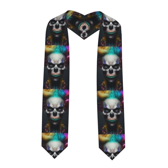 Logiee Modern Abstract Colorful Skull C Print Unisex Adult Graduation Stole Shawl 72" Long for Academic Commencements Shawl-Sharp Corner