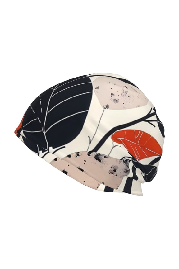 Modern Abstract Leaf Pattern Print Unisex Knit Beanie for Men Women Winter Hat,Beanies Skull Caps