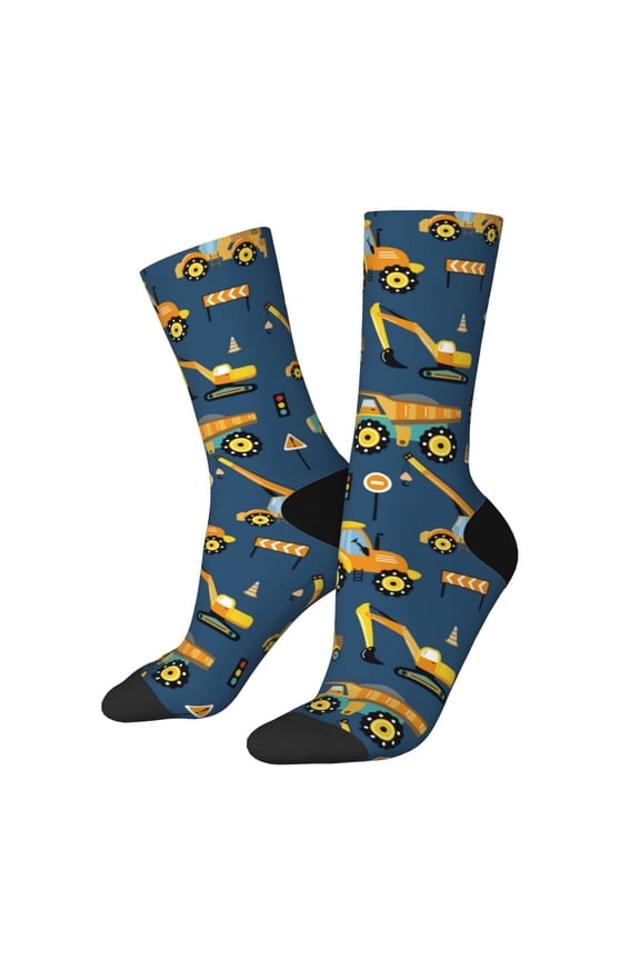 Modern Excavator Print Adult Socks for Men & Women,Calf Socks, Ankle Socks,Boots Socks,Breathable Casual Sock,Unisex Crew Socks