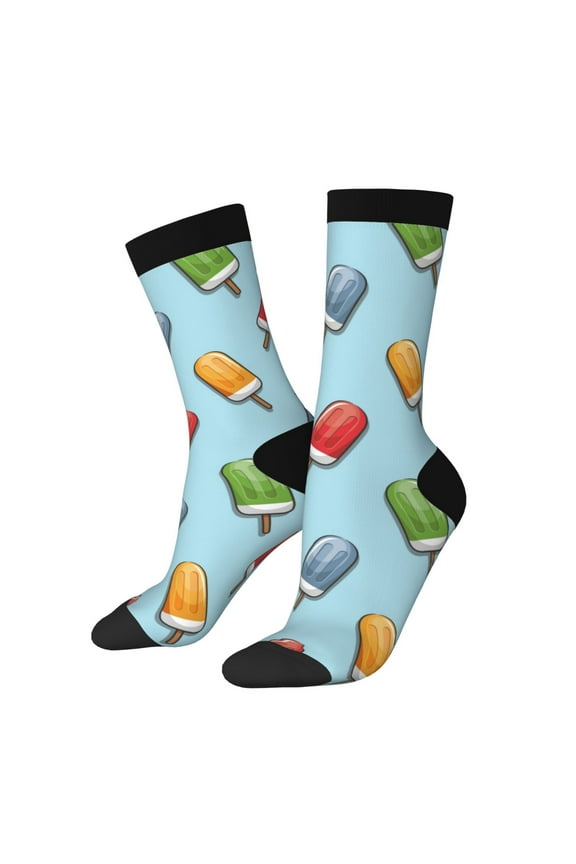 Modern Ice Cream Print Adult Socks for Men & Women,Calf Socks, Ankle Socks,Boots Socks,Breathable Casual Sock,Unisex Crew Socks