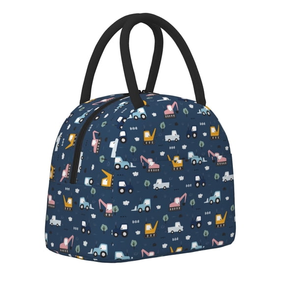 Naloa Modern Modern Excavator Print Lunch Bag for Women Men,Insulated Lunch Box for Adult,Reusable Lunch Tote Bag for Work, Picnic or Travel