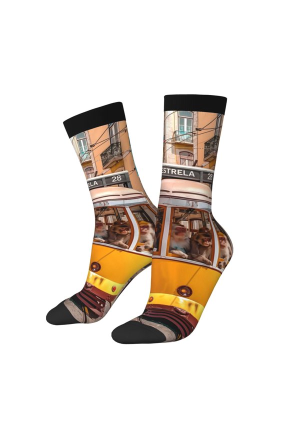 Modern Urban Monkey Print Adult Socks for Men & Women,Calf Socks, Ankle Socks,Boots Socks,Breathable Casual Sock,Unisex Crew Socks